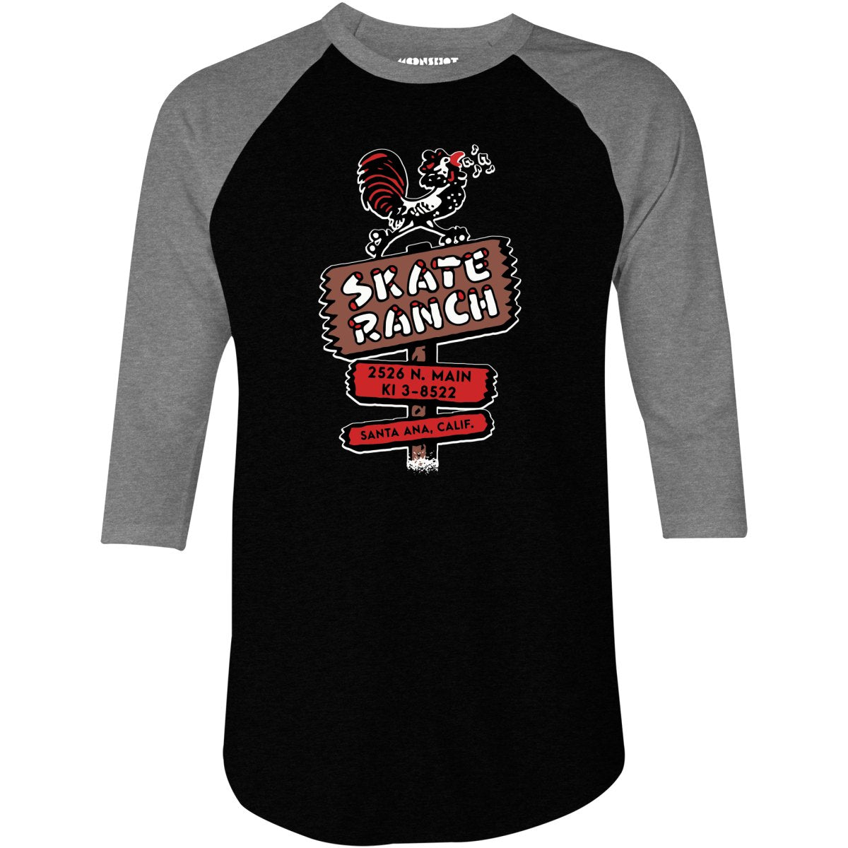 Skate Ranch - Santa Ana, CA - Vintage Roller Rink - 3/4 Sleeve Raglan T-Shirt