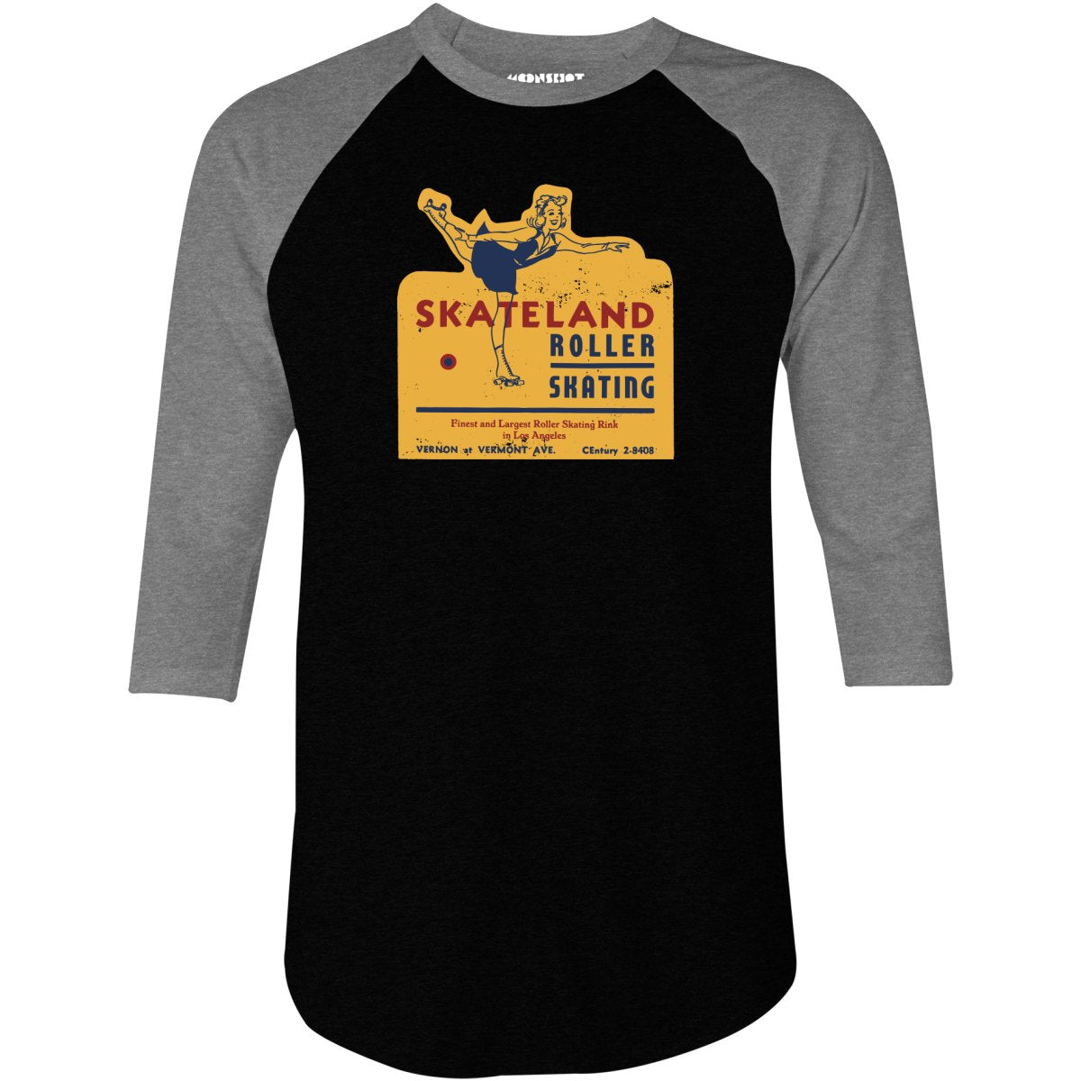 Skateland - Los Angeles, CA - Vintage Roller Rink - 3/4 Sleeve Raglan T-Shirt