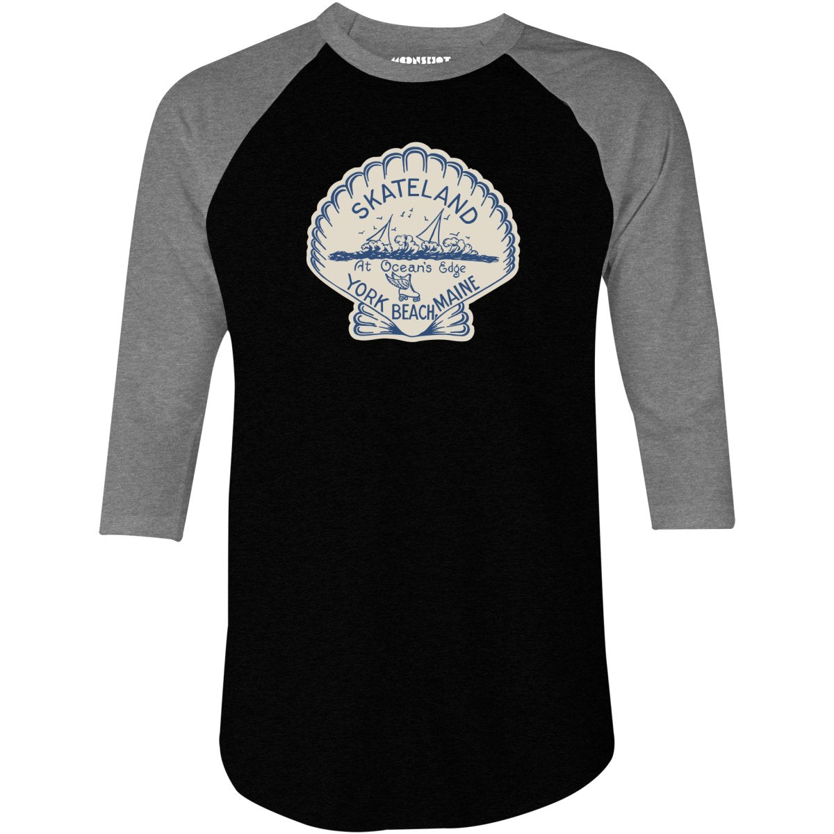 Skateland - York Beach, ME - Vintage Roller Rink - 3/4 Sleeve Raglan T-Shirt
