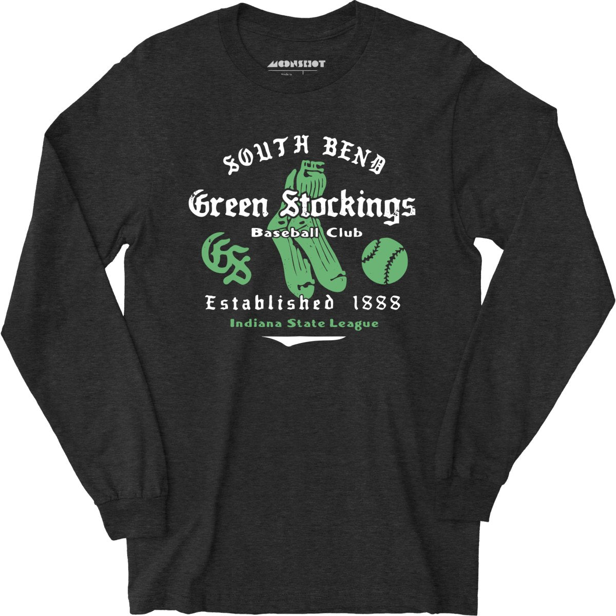 South Bend Green Stockings - Indiana - Vintage Defunct Baseball Teams - Long Sleeve T-Shirt