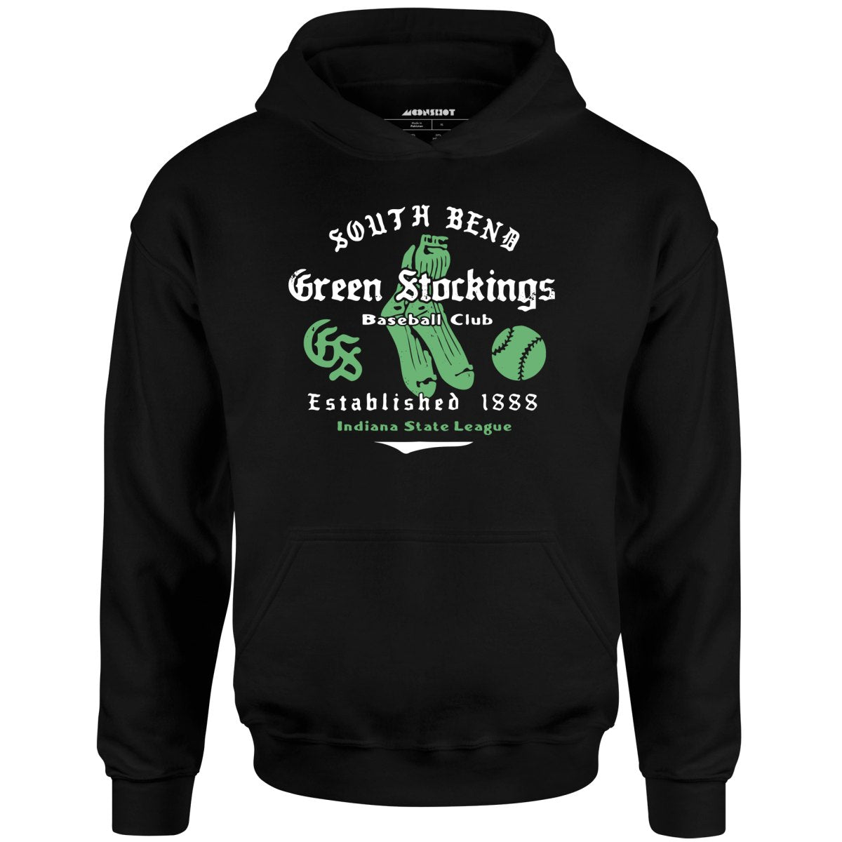 South Bend Green Stockings - Indiana - Vintage Defunct Baseball Teams - Unisex Hoodie