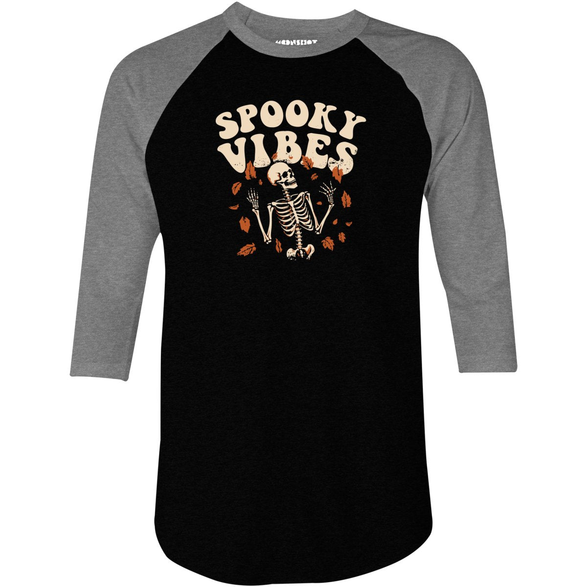 Spooky Vibes Skeleton - 3/4 Sleeve Raglan T-Shirt