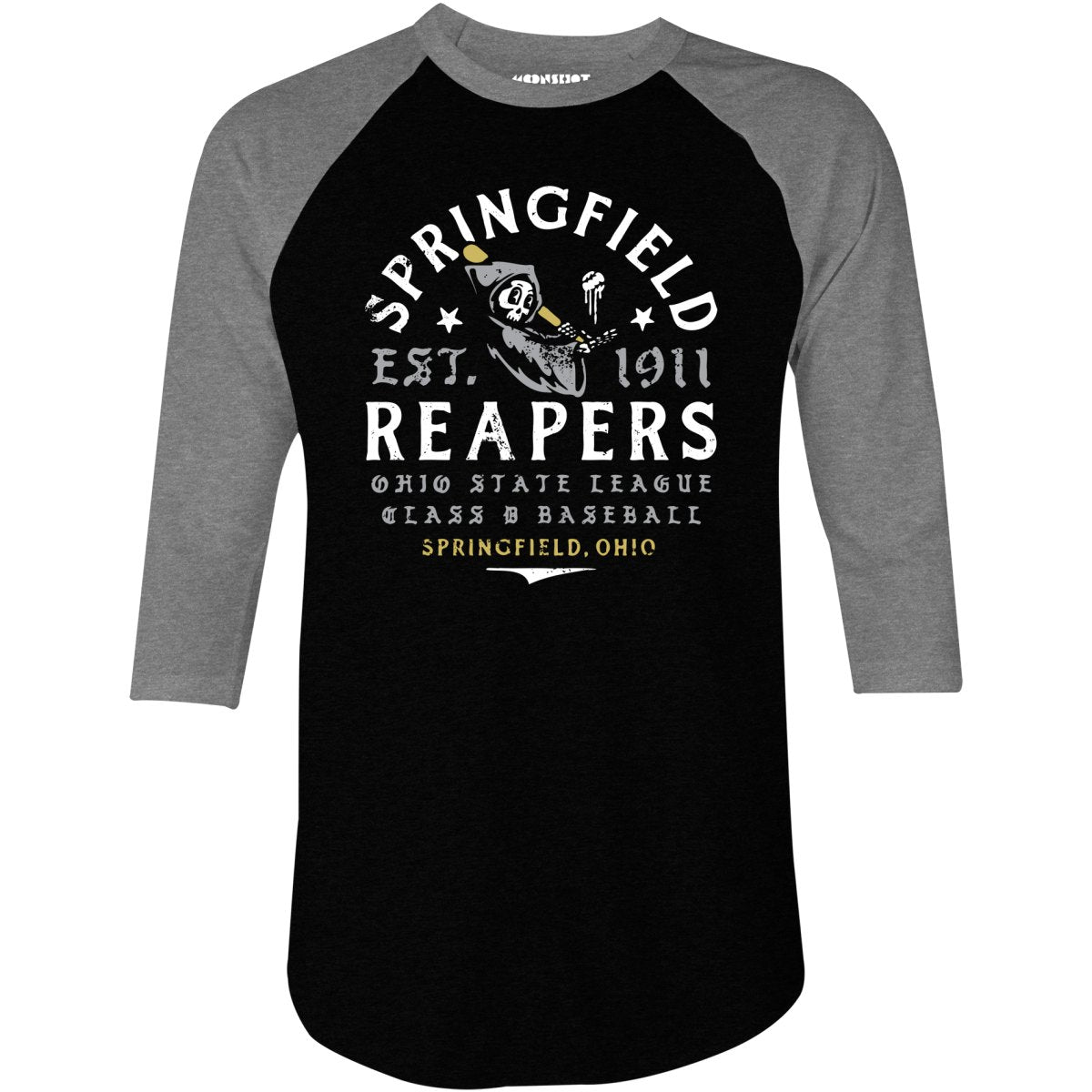 Springfield Reapers - Ohio - Vintage Defunct Baseball Teams - 3/4 Sleeve Raglan T-Shirt