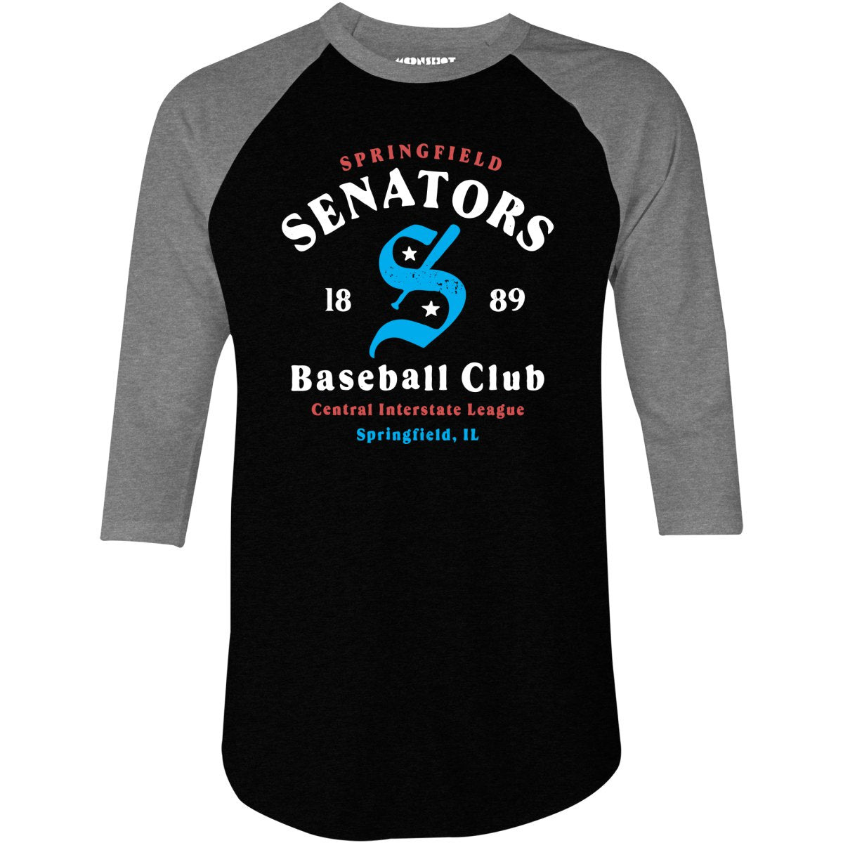 Springfield Senators - Illinois - Vintage Defunct Baseball Teams - 3/4 Sleeve Raglan T-Shirt