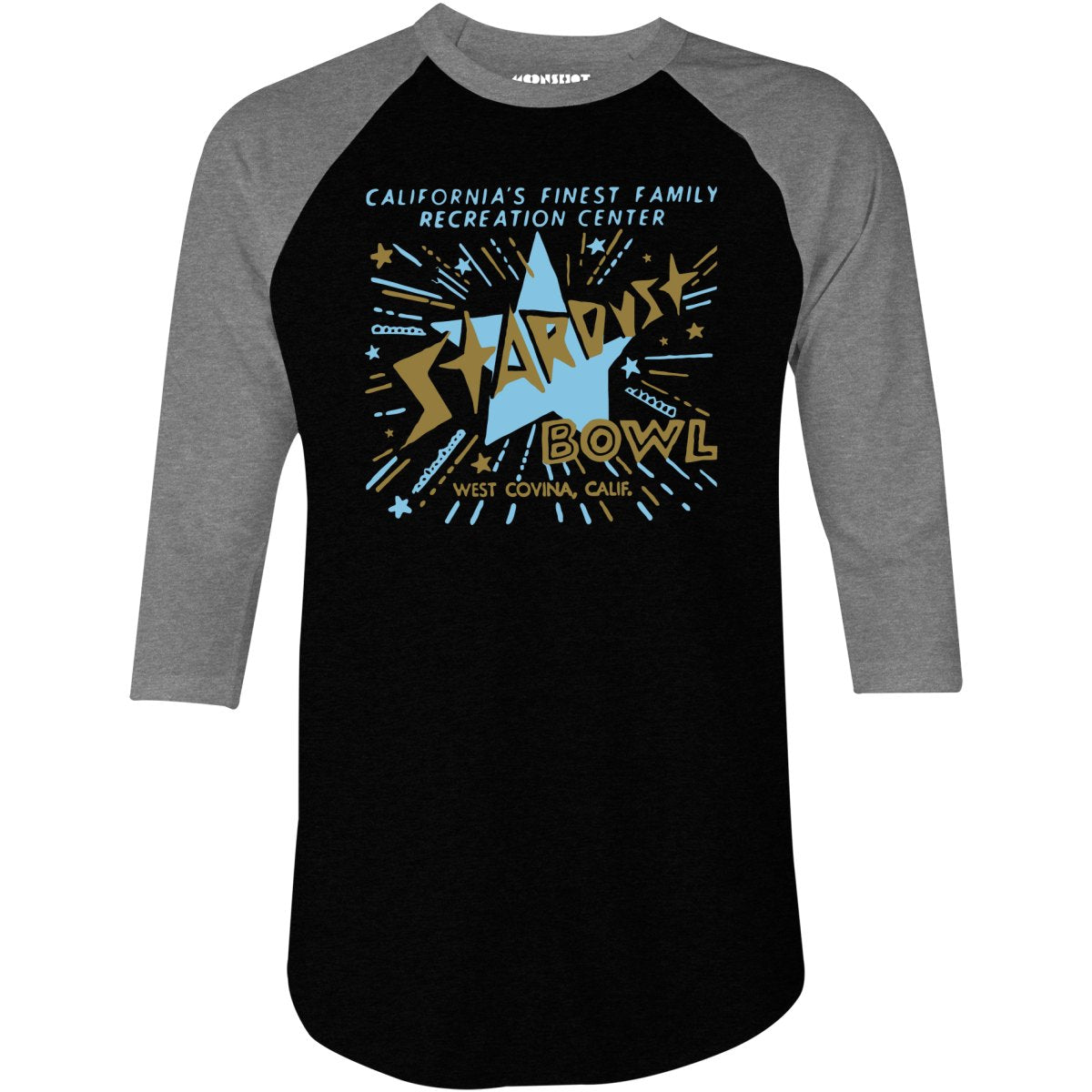 Stardust Bowl - West Covina, CA - Vintage Bowling Alley - 3/4 Sleeve Raglan T-Shirt