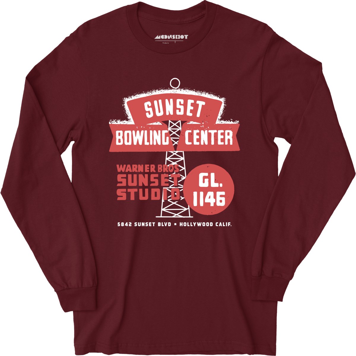 Sunset Bowling Center - Hollywood, CA - Vintage Bowling Alley - Long Sleeve T-Shirt