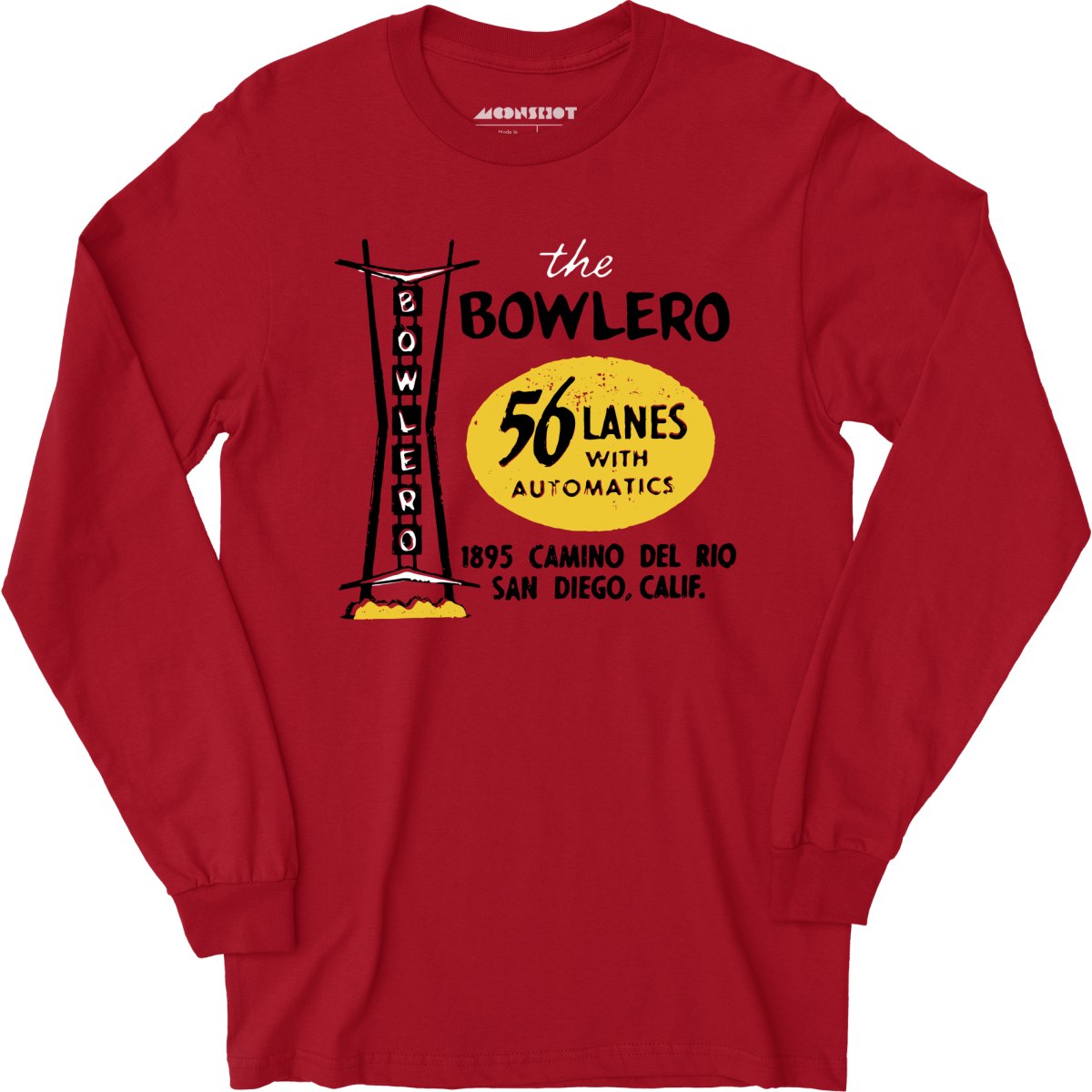 The Bowlero - San Diego, CA - Vintage Bowling Alley - Long Sleeve T-Shirt