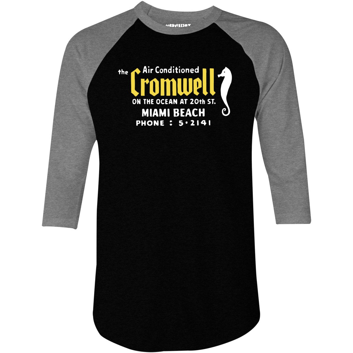 The Cromwell - Miami Beach, FL - Vintage Hotel - 3/4 Sleeve Raglan T-Shirt
