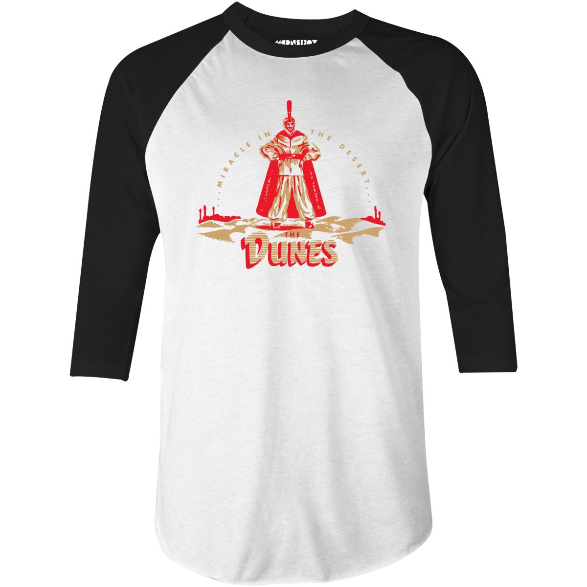 The Dunes Miracle in the Desert - Vintage Las Vegas - 3/4 Sleeve Raglan T-Shirt