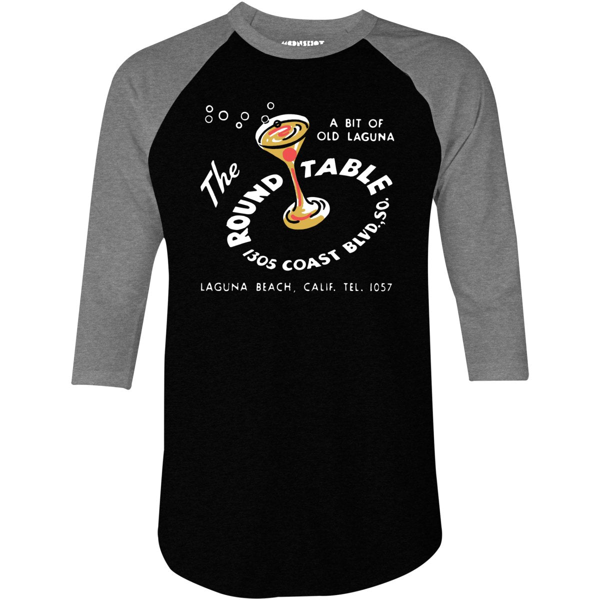 The Round Table - Laguna Beach, CA - Vintage Restaurant - 3/4 Sleeve Raglan T-Shirt
