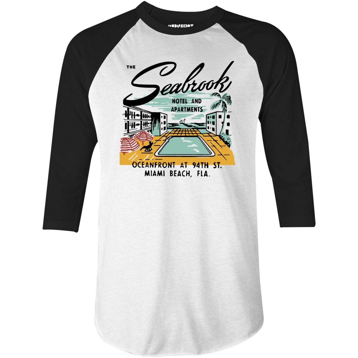 The Seabrook - Miami, FL - Vintage Hotel - 3/4 Sleeve Raglan T-Shirt