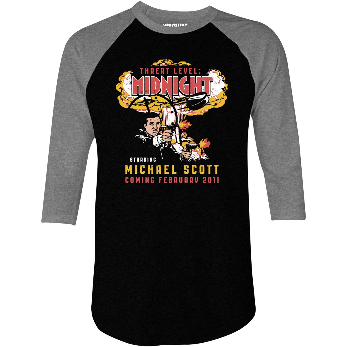 Threat Level Midnight - 3/4 Sleeve Raglan T-Shirt