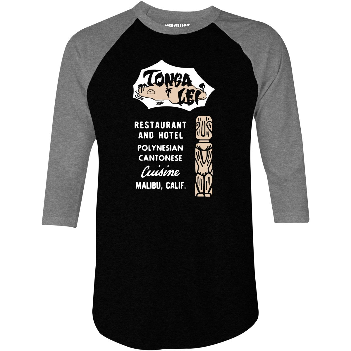 Tonga Lei v2 - Malibu, CA - Vintage Tiki Bar - 3/4 Sleeve Raglan T-Shirt