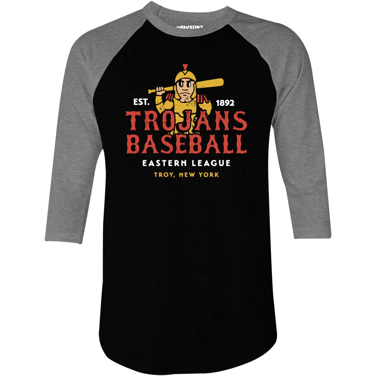 Troy Trojans - New York - Vintage Defunct Baseball Teams - 3/4 Sleeve Raglan T-Shirt