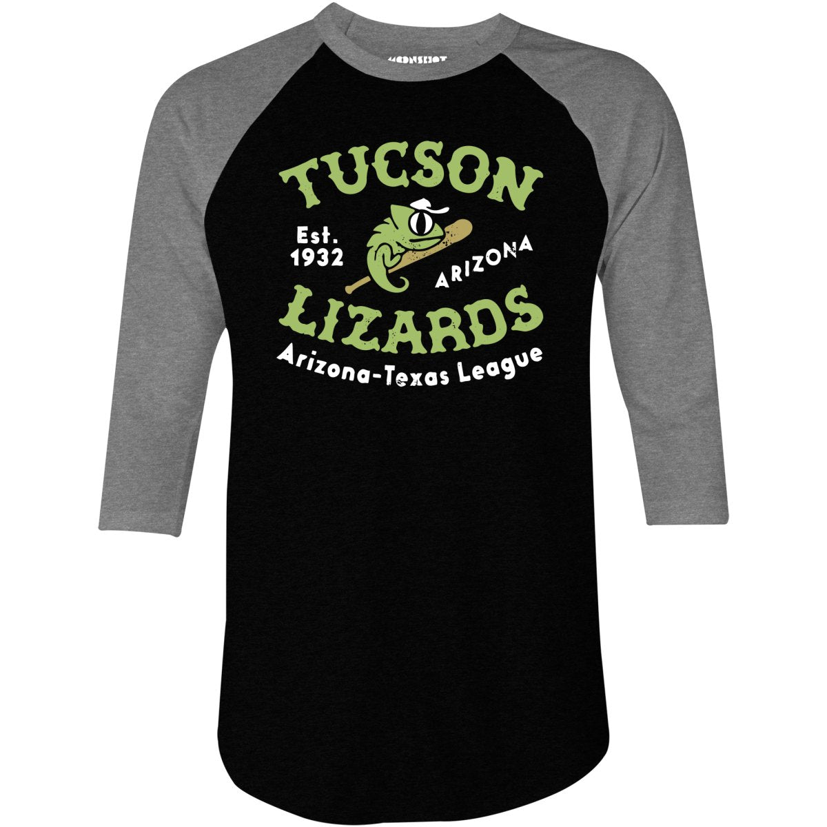 Tucson Lizards - Arizona - Vintage Defunct Baseball Teams - 3/4 Sleeve Raglan T-Shirt