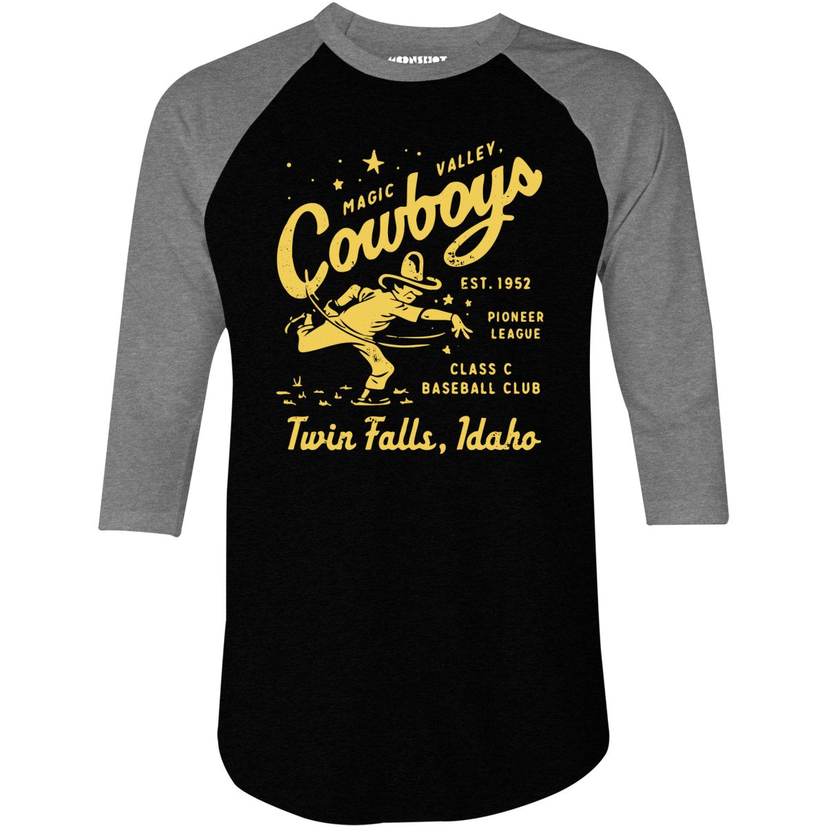 Twin Falls Magic Valley Cowboys - Idaho - Vintage Defunct Baseball Teams - 3/4 Sleeve Raglan T-Shirt
