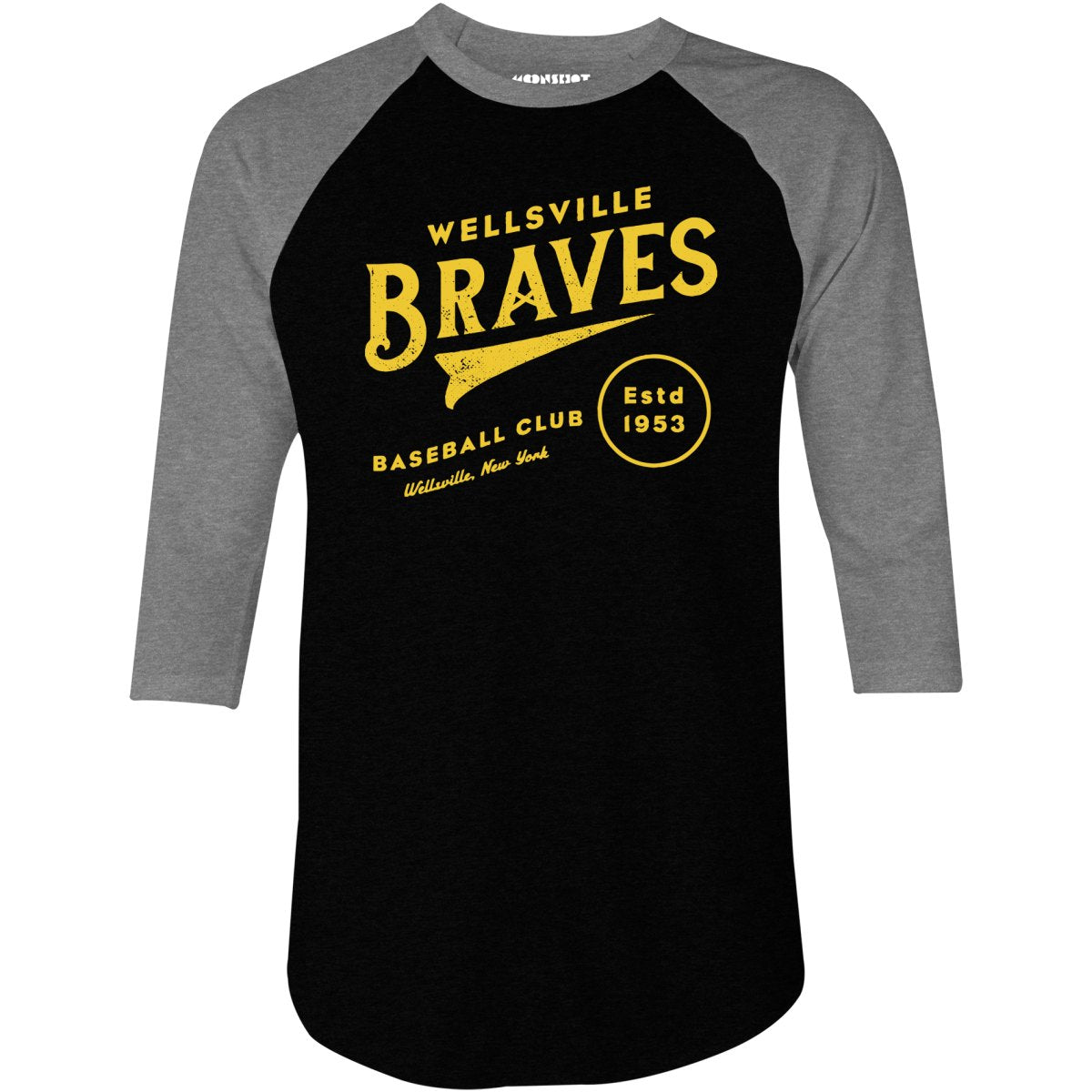 Wellsville Braves - New York - Vintage Defunct Baseball Teams - 3/4 Sleeve Raglan T-Shirt
