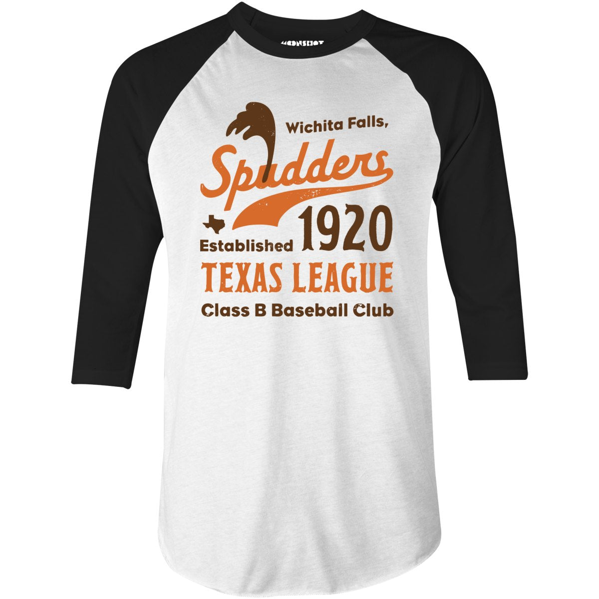 Wichita Falls Spudders - Texas - Vintage Defunct Baseball Teams - 3/4 Sleeve Raglan T-Shirt