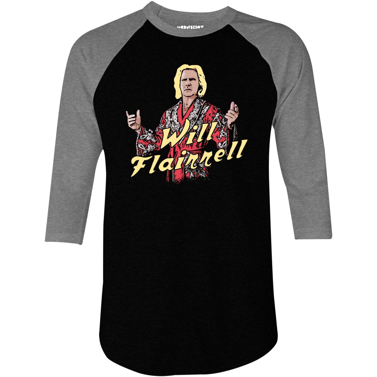 Will Flairrell - Ric Flair Will Ferrell Mashup - 3/4 Sleeve Raglan T-Shirt