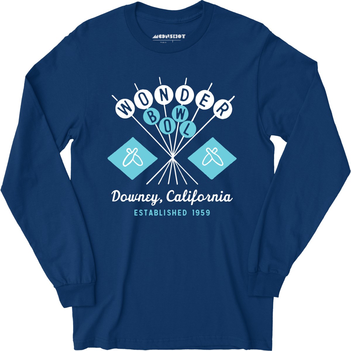 Wonder Bowl - Downey, CA - Vintage Bowling Alley - Long Sleeve T-Shirt