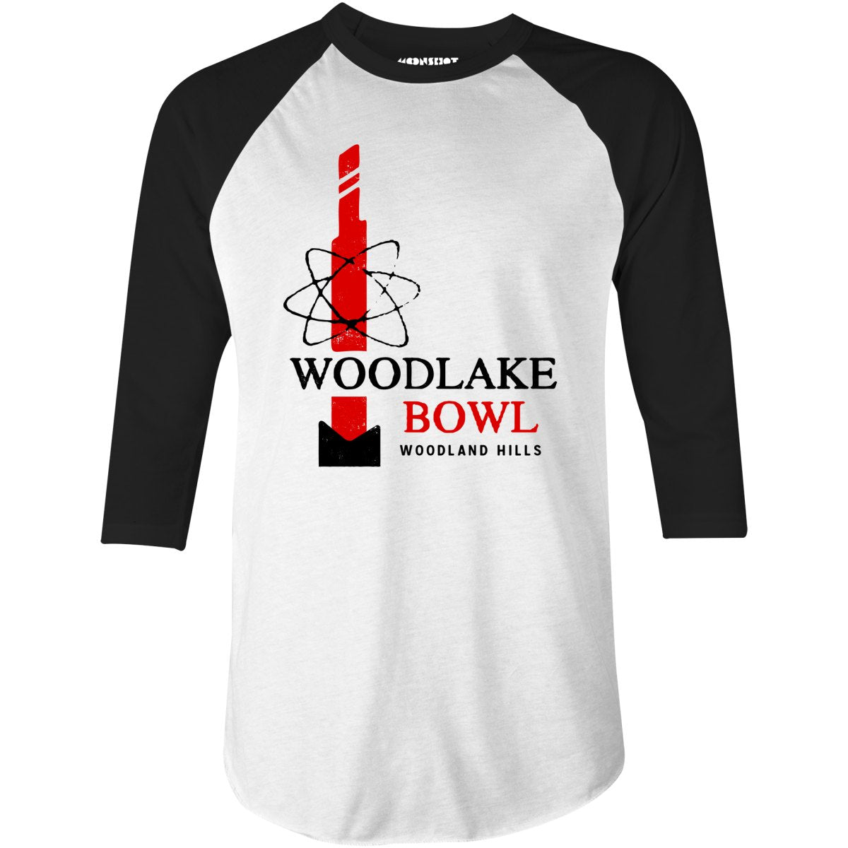 Woodlake Bowl - Woodland Hills, CA - Vintage Bowling Alley - 3/4 Sleeve Raglan T-Shirt
