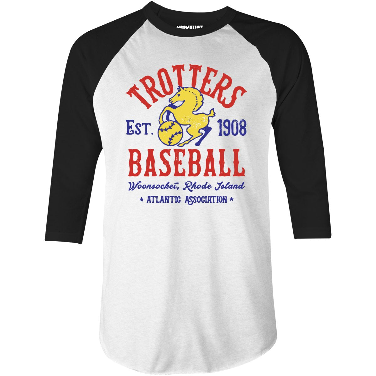 Woonsocket Trotters - Rhode Island - Vintage Defunct Baseball Teams - 3/4 Sleeve Raglan T-Shirt
