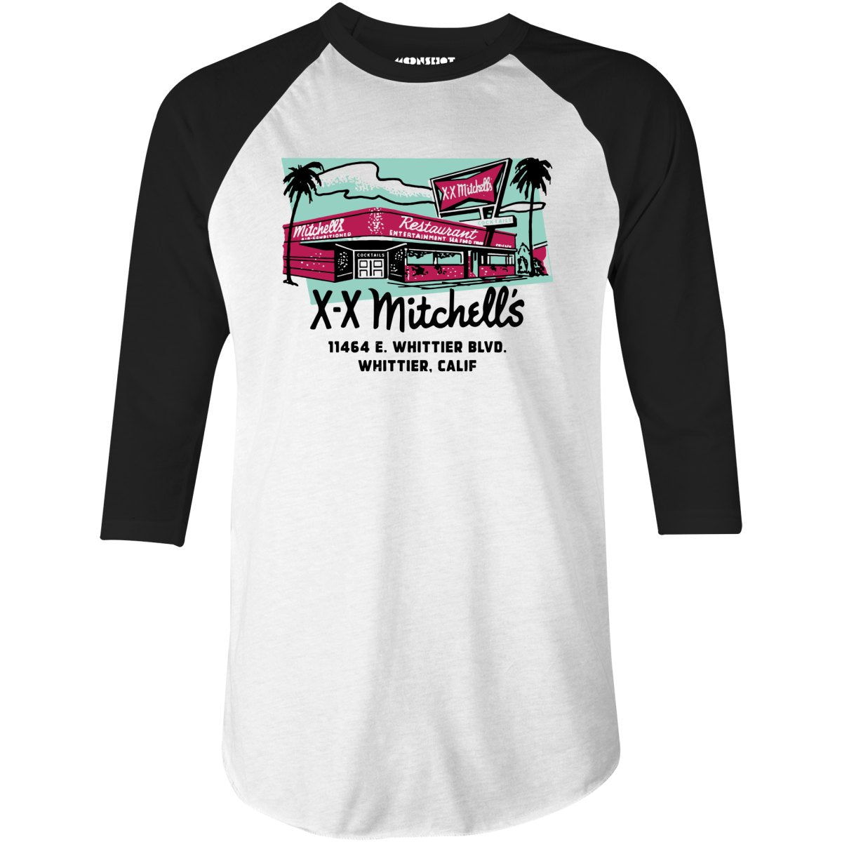 X-X Mitchell's - Whittier, CA - Vintage Restaurant - 3/4 Sleeve Raglan T-Shirt