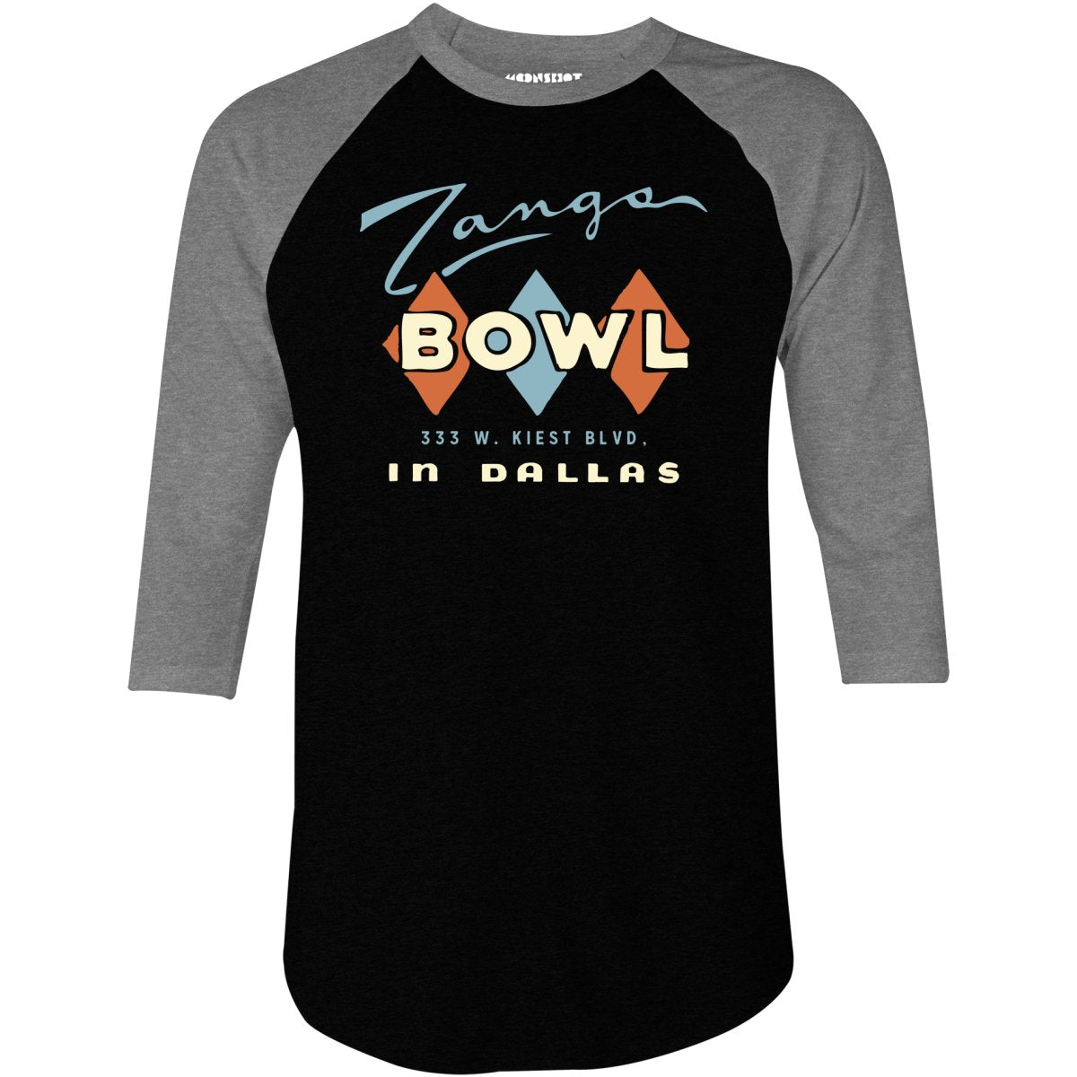 Zangs Bowl - Dallas, TX - Vintage Bowling Alley - 3/4 Sleeve Raglan T-Shirt