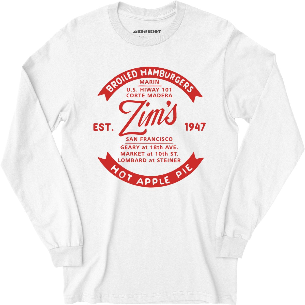 Zim's Hamburgers v4 - San Francisco, CA - Vintage Restaurant - Long Sleeve T-Shirt